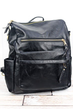 Load image into Gallery viewer, Black Faux Leather Backpack Tote