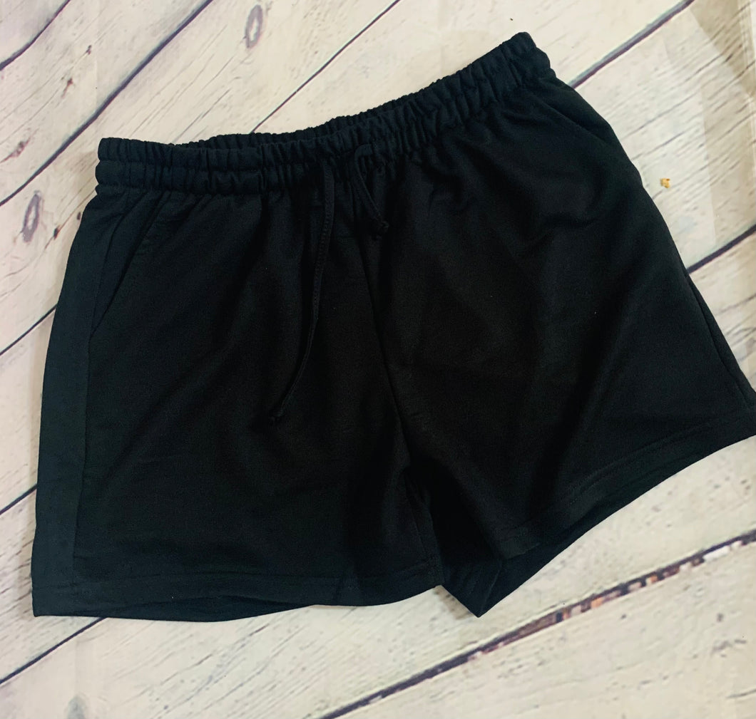 L&B Black Drawstring Waist Shorts with Pockets