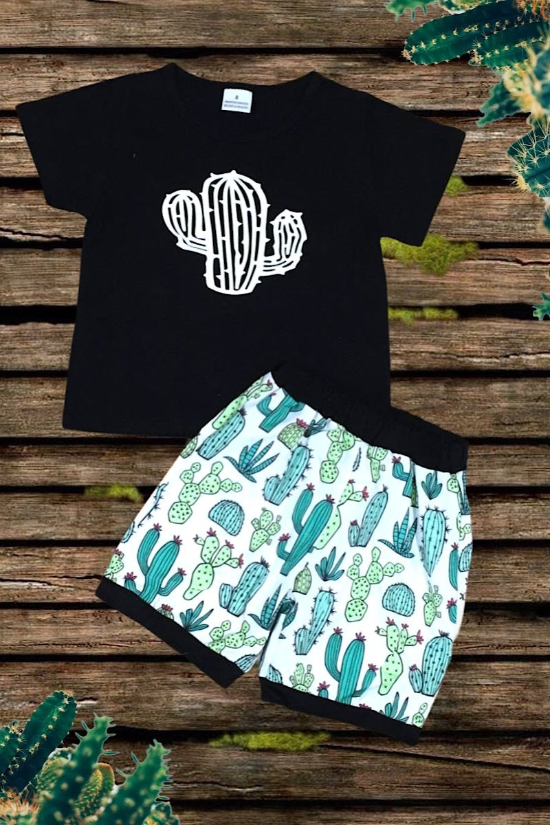 Boy Cactus Printed Shorts & Matching Top