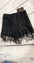 Load image into Gallery viewer, L&amp;B Black Lace Fringe Shorts

