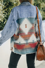 Load image into Gallery viewer, Aztec Button Up Denim Jacket Shacket
