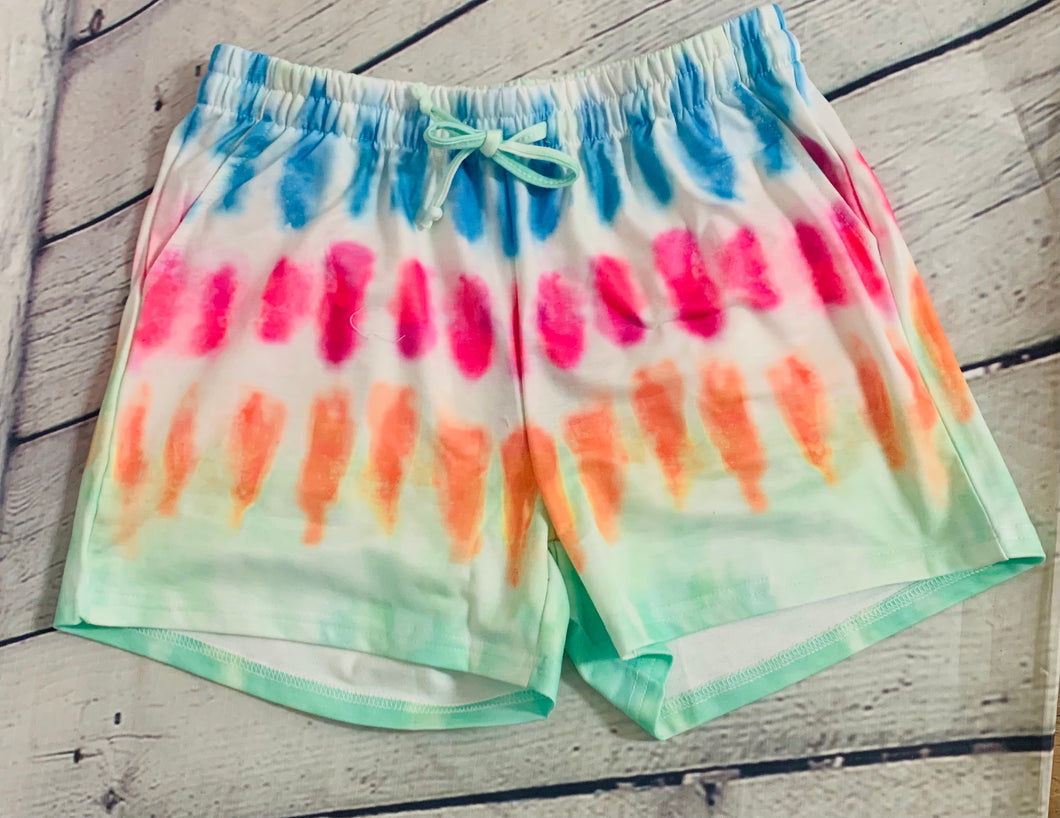 L&B Tie Dye Drawstring Shorts with Pockets in Front