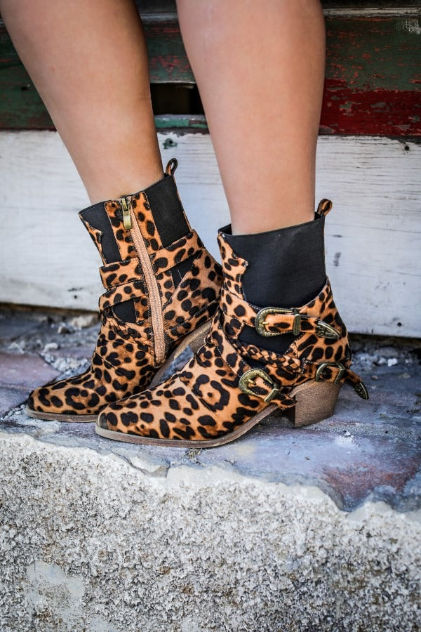 L&B Brown Leopard Ankle Booties