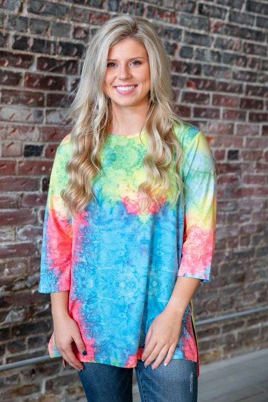 Tie Dye Basic Scoop Neck Top