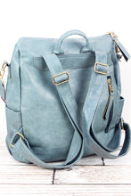Load image into Gallery viewer, Seafoam Faux Leather Backpack Tote
