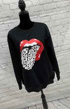 Load image into Gallery viewer, Black Sweatshirt with Lip Graphics
