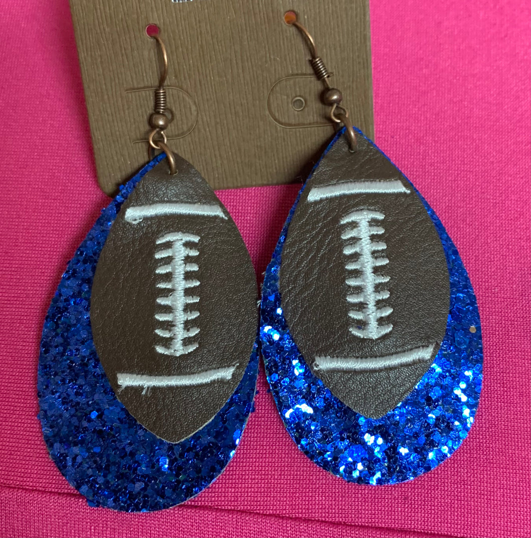 Glitter Football Earrings - Royal Blue