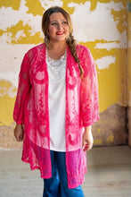 Load image into Gallery viewer, Hot Pink 3/4 Sleeve Lace Kimono
