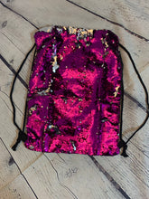 Load image into Gallery viewer, Two Tone Reversible Sequin Drawstring Bag
