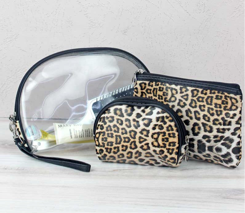 Leopard & Clear 3 Piece Bag Set