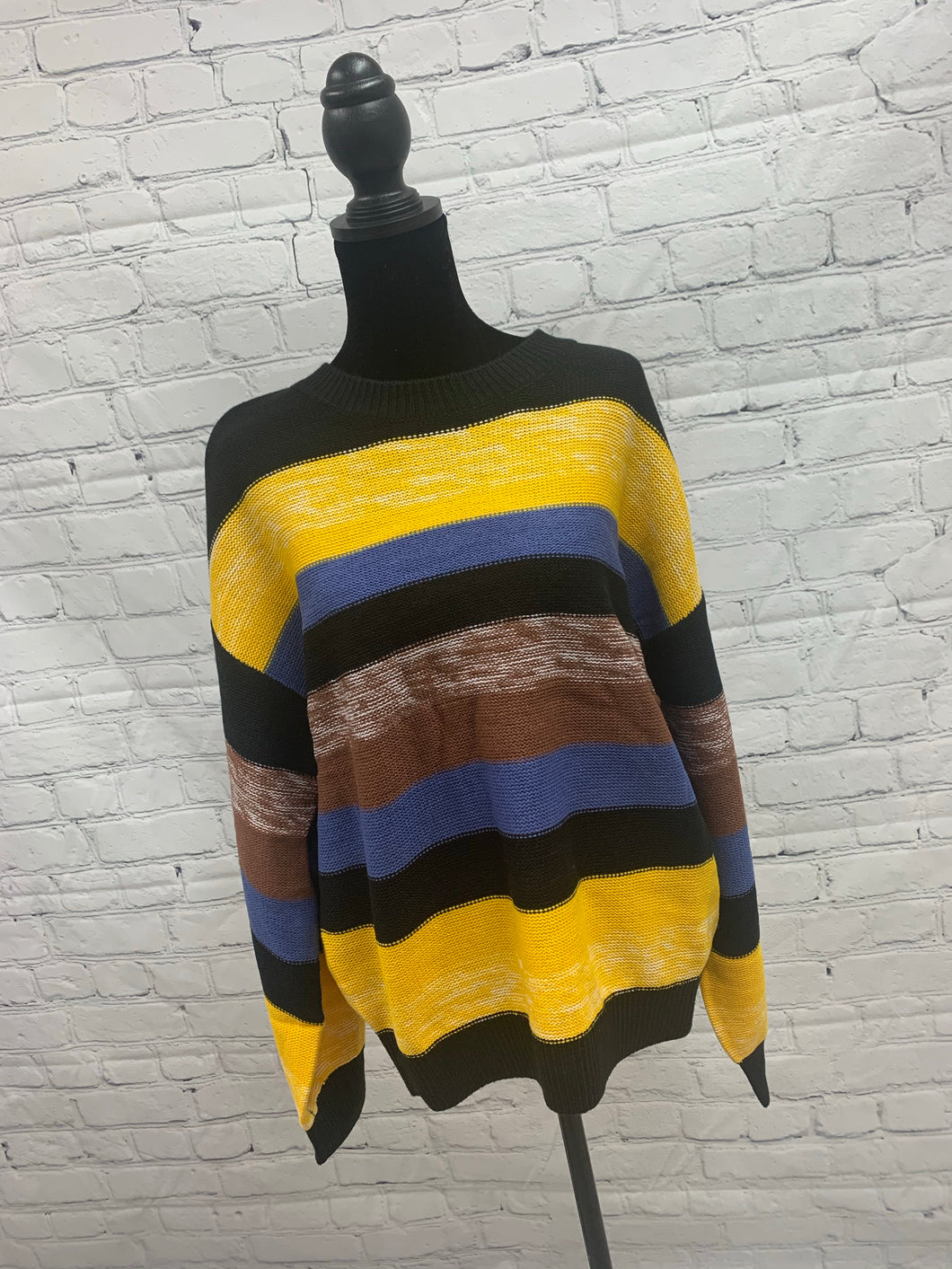 Multi Color Sweater With Loose Fitting Sleeves