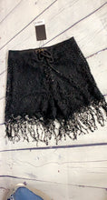 Load image into Gallery viewer, L&amp;B Black Lace Fringe Shorts
