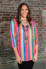 Load image into Gallery viewer, Fushsia Serape V-Neck Top with Neckline Cut Out
