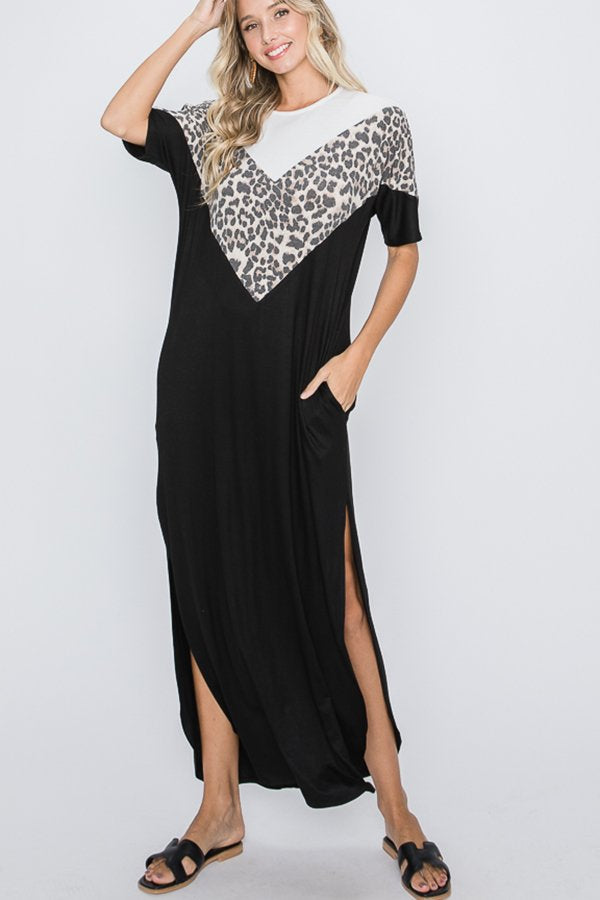 Heimish Black Leopard Print Maxi Dress