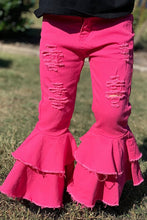 Load image into Gallery viewer, Pink Distressed Bell Bottoms
