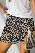 Load image into Gallery viewer, Leopard Print Drawstring Casual Shorts With Pockets
