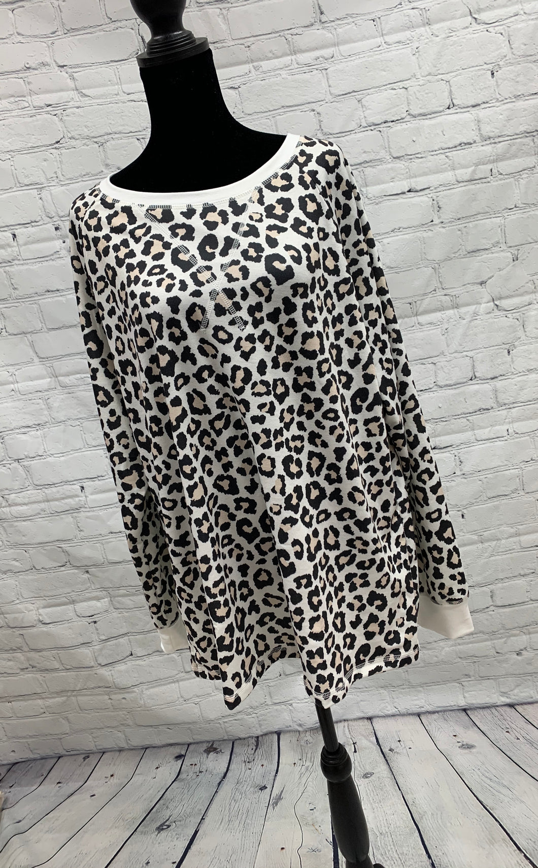 White Cheetah Long Sleeve Top