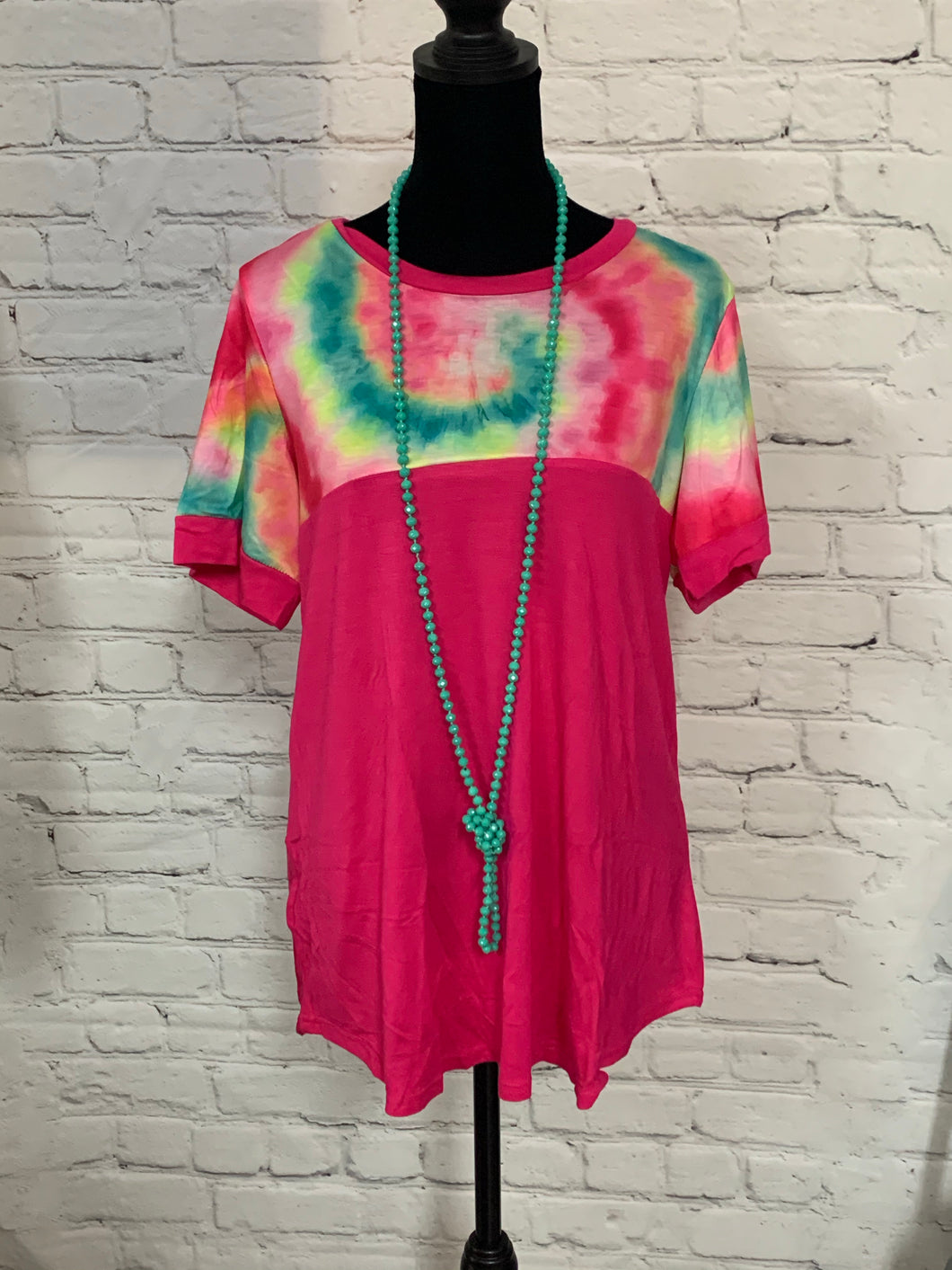 Pink top with w/ tie dye print