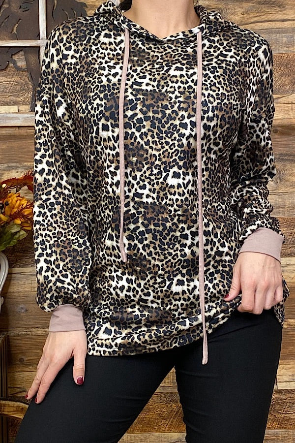 Leopard Print Pullover with hood