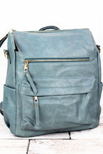 Load image into Gallery viewer, Seafoam Faux Leather Backpack Tote
