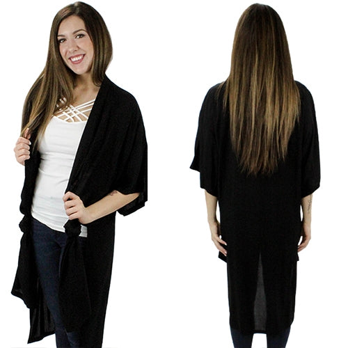 Black Solid Color Duster