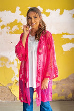 Load image into Gallery viewer, Hot Pink 3/4 Sleeve Lace Kimono
