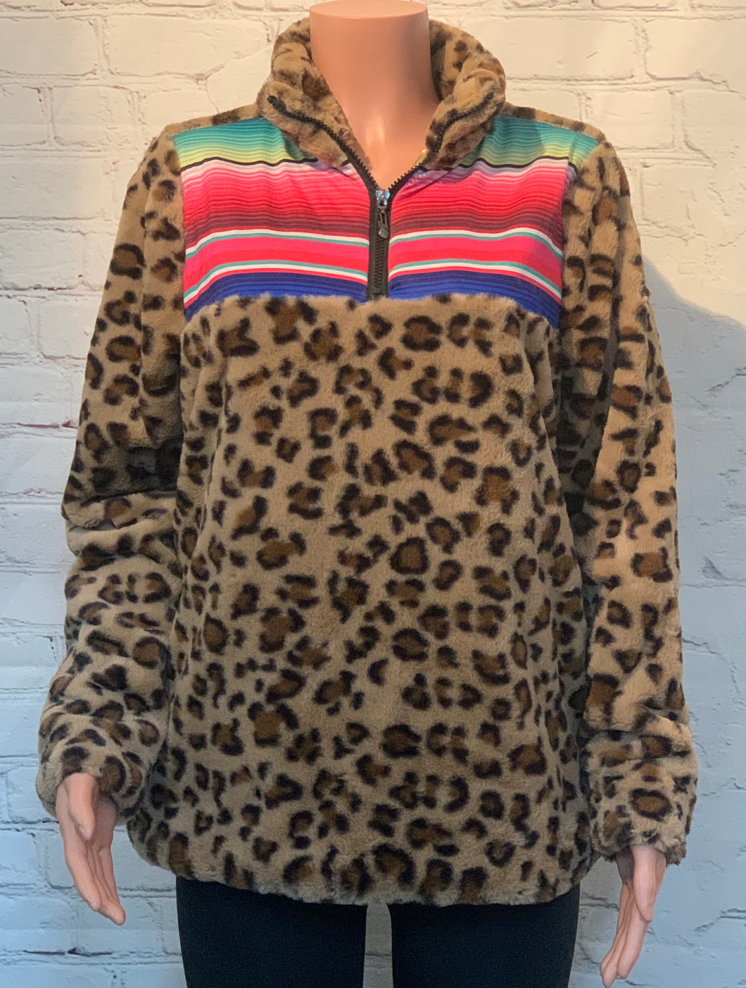 Leopard Print Sherpa with Serape Print